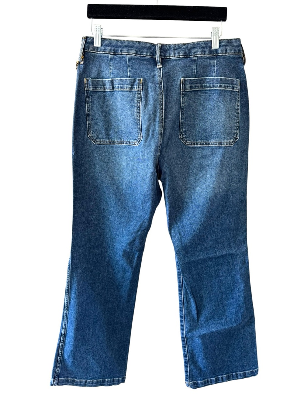 Lauren Ralph Lauren gold chain-trim high-rise flare jeans in a blue wash - Picture 5 of 7